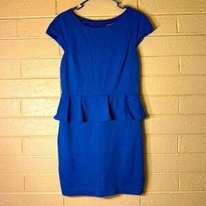 Express Blue Sheath Mini Dress Cap Sleeve